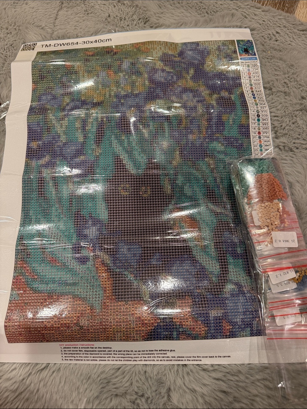 Cat & Floral Diamond Art Canvas kit